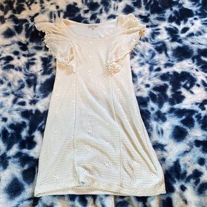 Adorable white Charlotte Russe dress, mid rise, and has lace ruffles